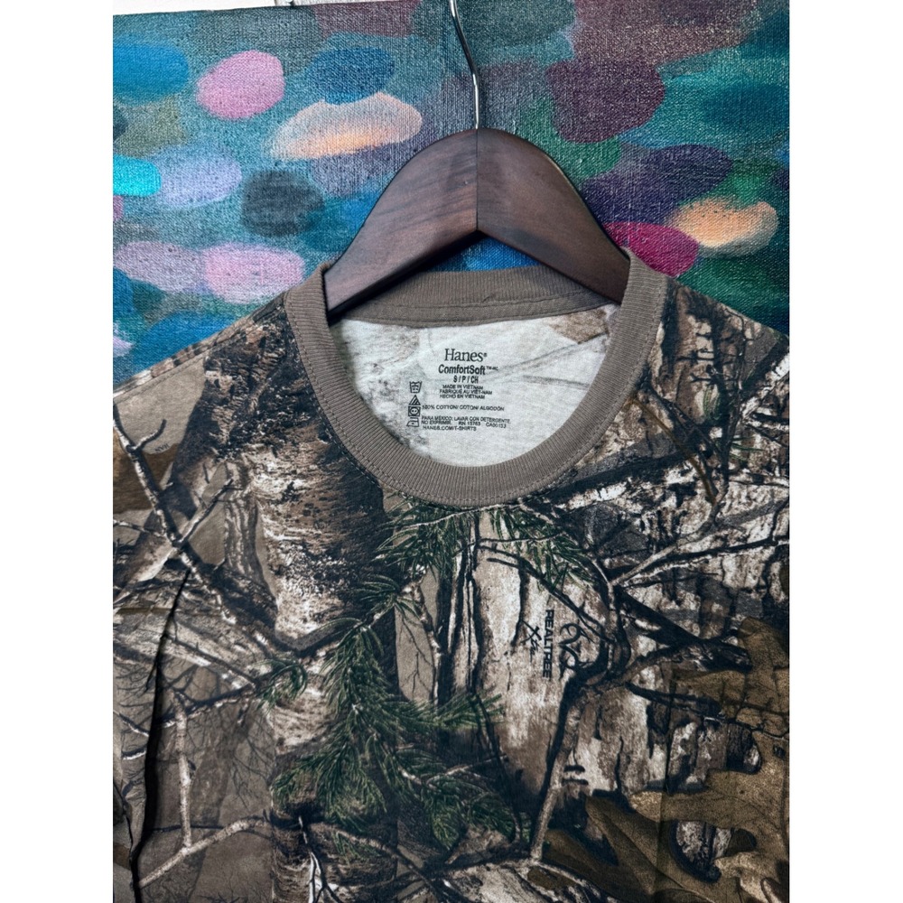 Hanes ComfortSoft Realtree Xtra Camo T-Shirt Mens Small Brown Woodsy Hunting Tee - Picture 2 of 4